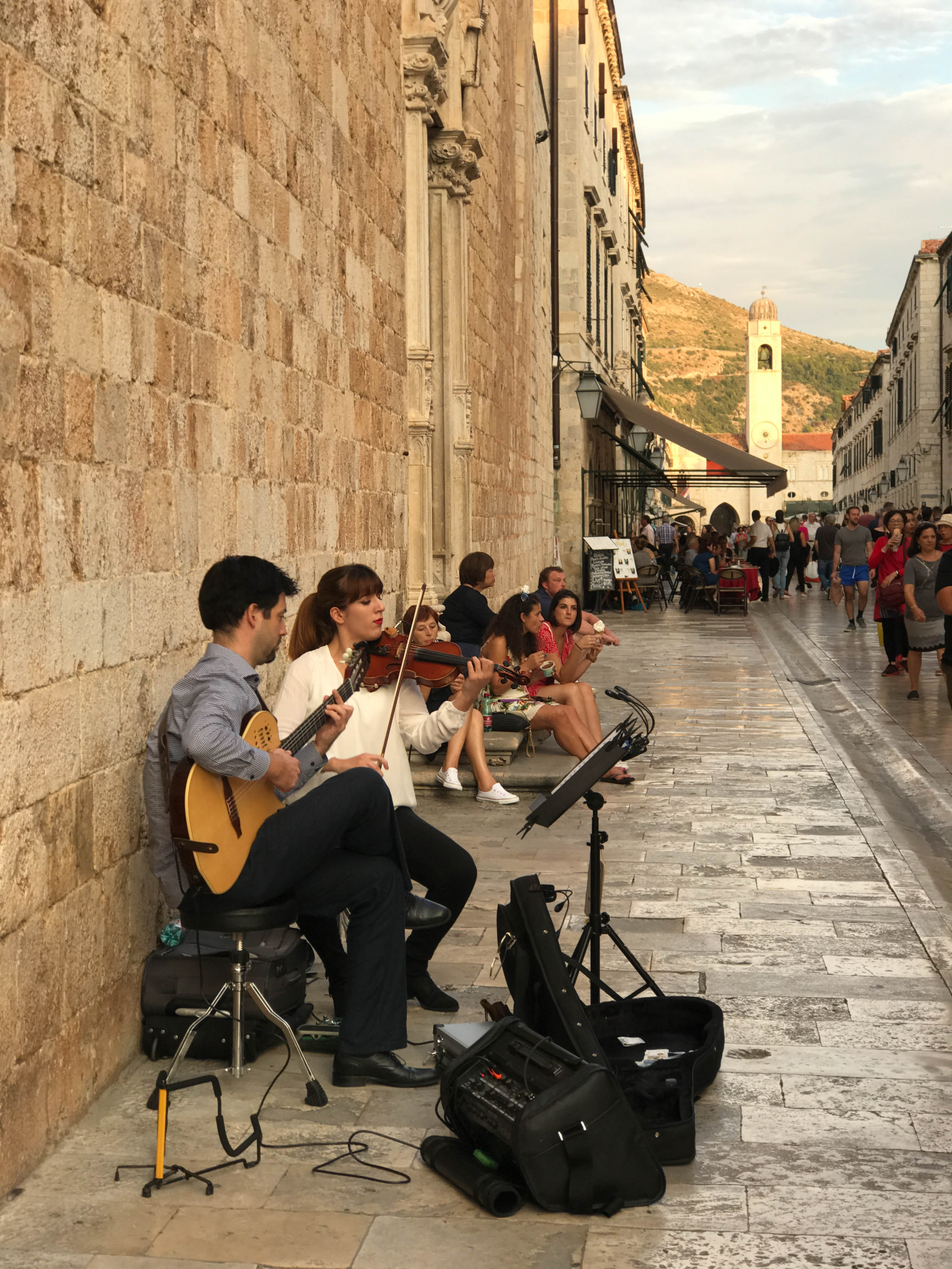 Musicians play along the Stradum, the main stretch in Old City Dubrovnik.