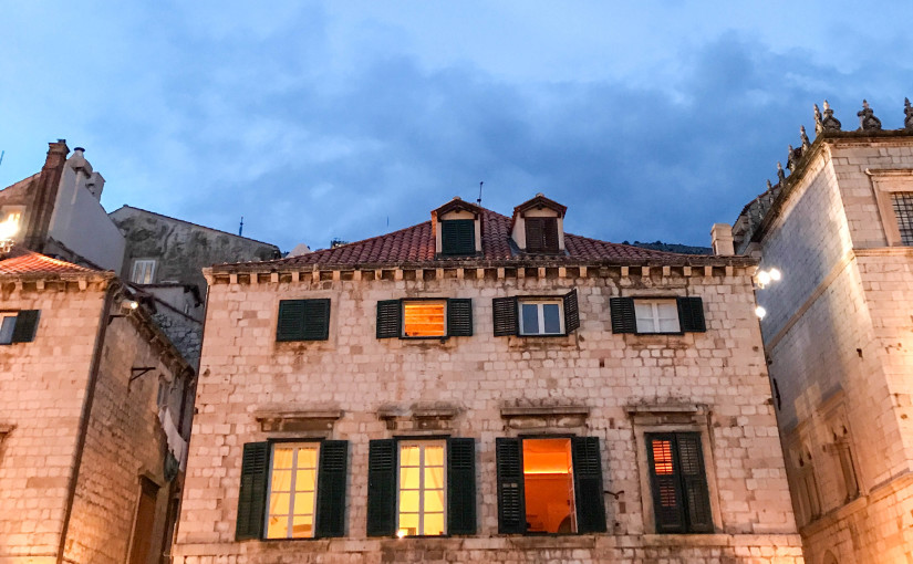 The evening glow from building in the Old City Dubrovnik.