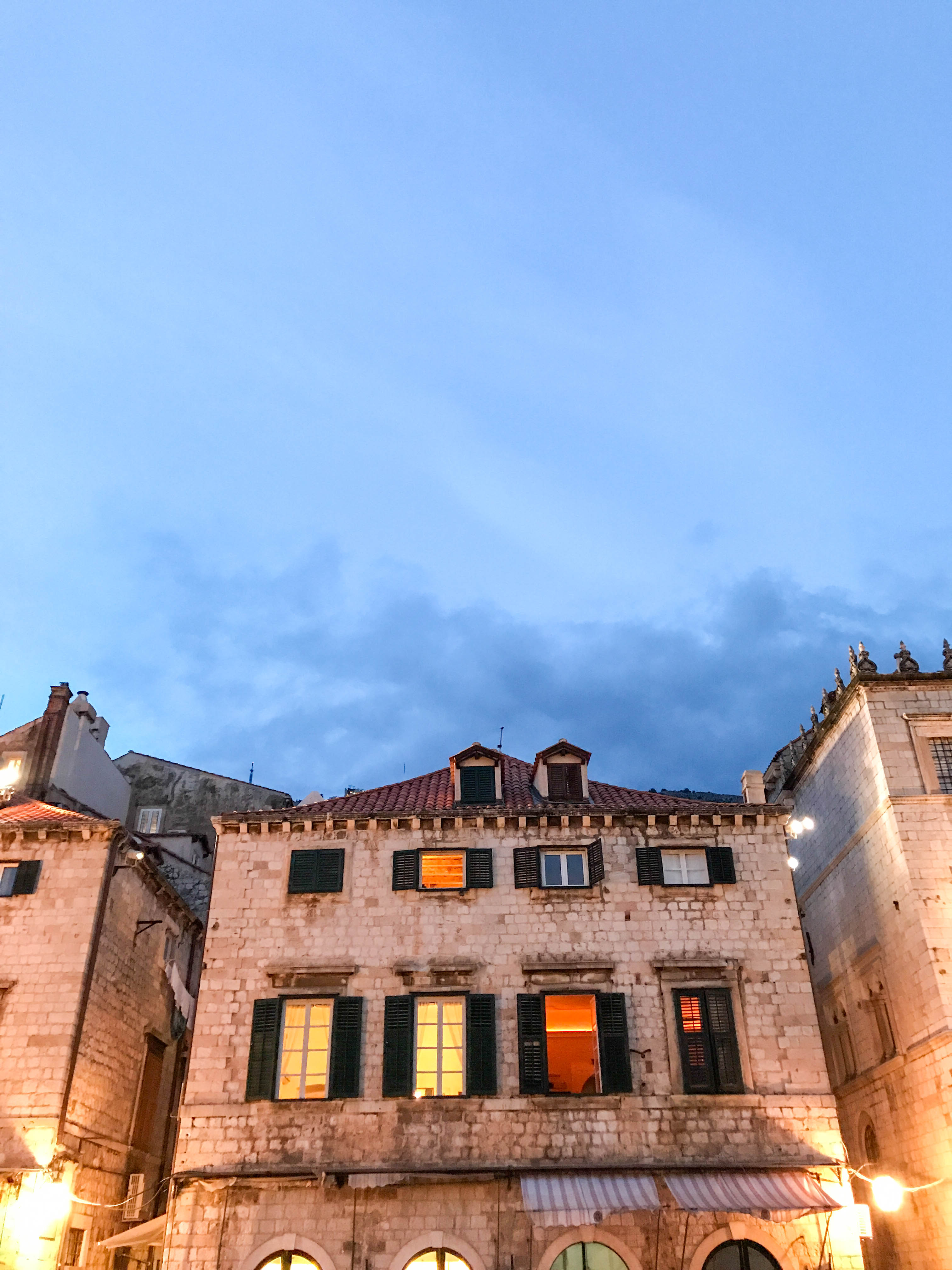 The evening glow from building in the Old City Dubrovnik.