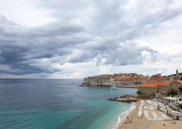 View from above Banje Beach looking at Old City Dubrovnik.