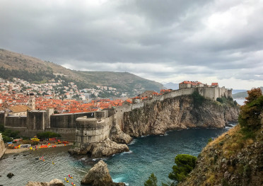 Looking at the Old City Dubrovnik from trail entering Fort Lovrijenac.