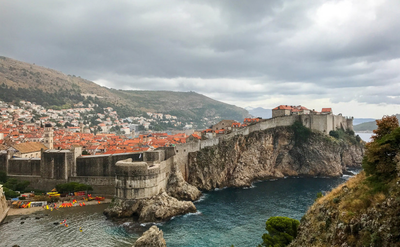 Looking at the Old City Dubrovnik from trail entering Fort Lovrijenac.